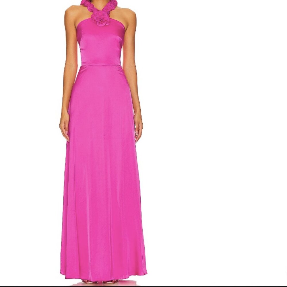 Amur Priyanka Satin Rosette Gown